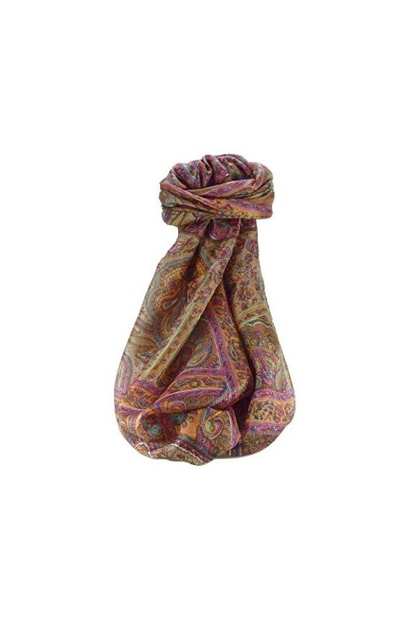 Pashmina & Silk Foulard Traditional Soie de Mûrier Madh Copper de