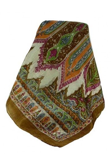 Pashmina & Silk Foulard Traditional Soie de Mûrier Tali Chestnut de