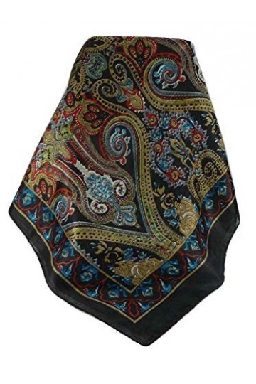 Pashmina & Silk Foulard Traditional Soie de Mûrier Worli Black de