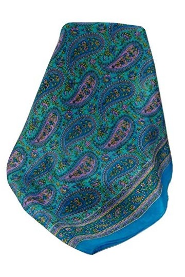 Pashmina & Silk Foulard Traditional Soie de Mûrier Couum Aqua de