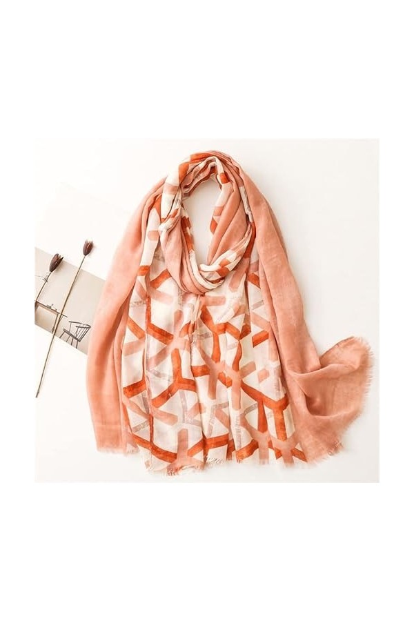 GOOFFY Automne Plaine Musulman Hijab, géométrique Patchwork Gland Viscose châle Dame Imprimer Doux Enveloppement Pashmina éto