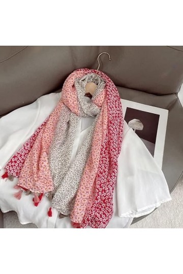 Muslim Hijab, Fashion Small Polka Floral Tassel Viscose Shawl Scarf Lady Print Ombre Wrap Pashmina Silk Scarf Scarves Silk Sc