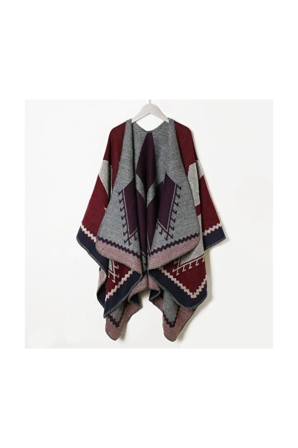 HGJH Écharpe Chaude Femme,Écharpe Femme Cashmere Feel Warm Reversible Pashmina Shawl Géométrie Impression Écharpe Rouge Wrap 