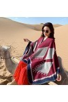 HGJH Écharpe Chaude Femme,Écharpe Femme Cashmere Feel Warm Reversible Pashmina Shawl Géométrie Impression Écharpe Rouge Wrap 