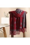 RFEGEF Echarpes Femme,Écharpes Et Châles pour Dames Vin Rouge Rétro Coeur Jacquard Gland en Cachemire Réversible Longs Et Dou
