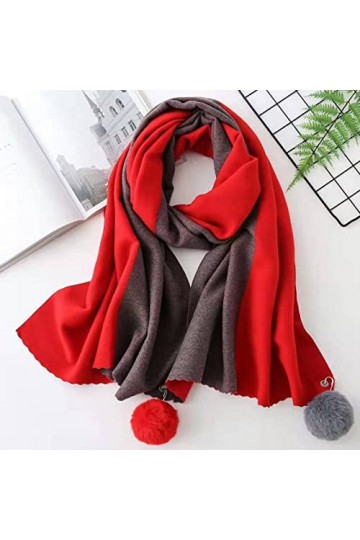 SLEA Foulard Femme,Dames écharpes et châles Rouge Gris Couleur de Couture Réversible en Cachemire Long Écharpes dhiver Grand