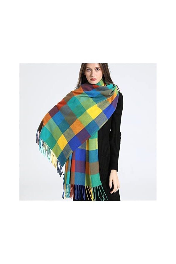 LXSWY écharpe Luxe épais Chaud Hiver écharpe Design imprimé Femmes Cachemire Pashmina châle Dame Wrap Gland écharpes tricoté 