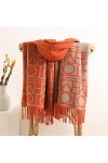 RFEGEF Femme Écharpe Pashmina,Dames Écharpes Et Châles Orange Lettre De Mode Jacquard Gland Long Doux Hiver Écharpes Grand Ch