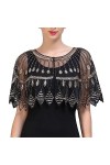 wjnvfioo Châle à paillettes pour femme - Style Art déco - Robe de soirée - Accessoire de costume, Noir , taille unique
