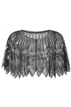 wjnvfioo Châle à paillettes pour femme - Style Art déco - Robe de soirée - Accessoire de costume, Noir , taille unique