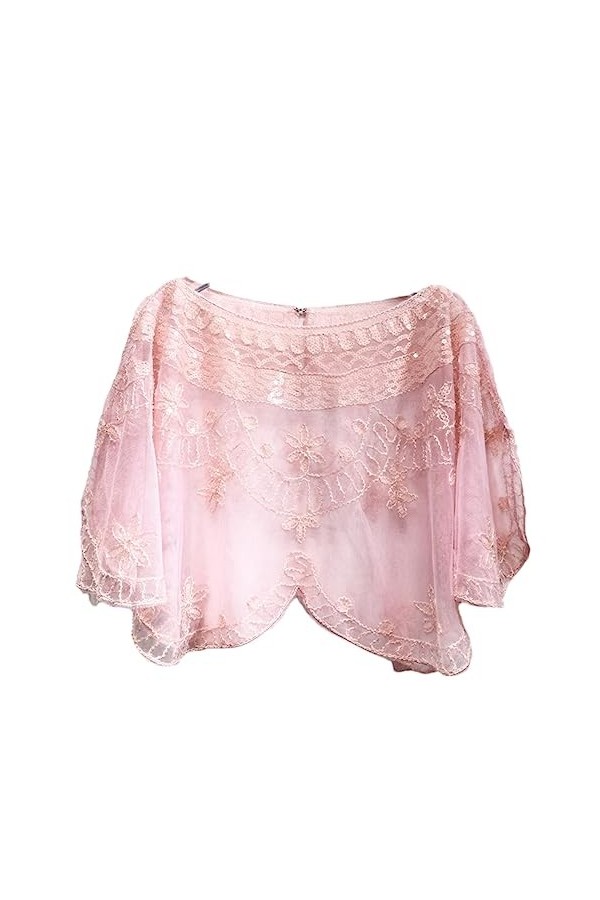 wjnvfioo Écharpe en dentelle noire avec perles de verre et paillettes, Noir , taille unique