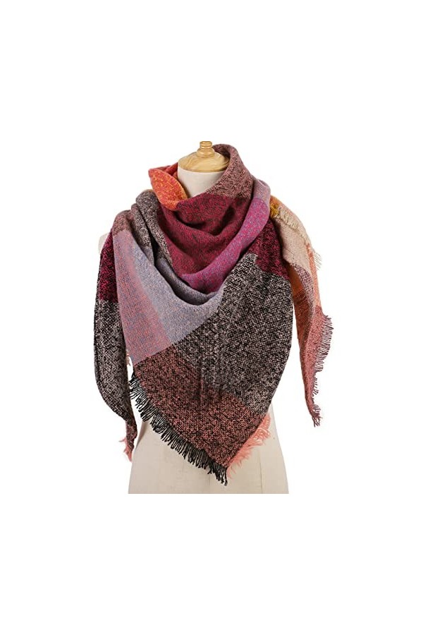 Châle à la Mode Écharpes Poncho Écharpe, écharpe Triangulaire en Cachemire Écharpe Rayée for Femmes avec Couverture Tricotée 
