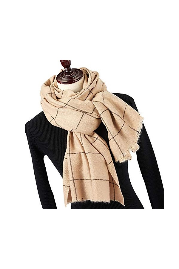 Secuos Hiver Couleur Tricot De Mode Écharpe À Carreaux pour Femmes Dames Cachemire Pashmina Écharpe Longue Écharpe Plus Épais