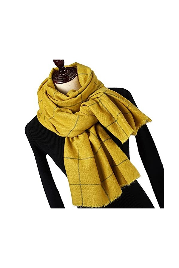 Secuos Nouveau Hiver Couleur Tricot Mode Écharpe À Carreaux pour Femmes Dames Cachemire Pashmina Écharpe Longue Écharpe Plus 