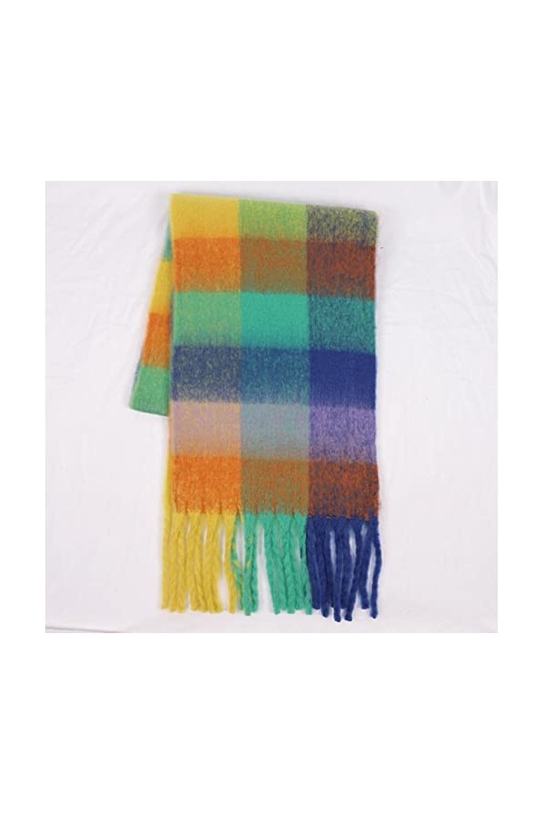 SUYGGCK Écharpe en Hiver Femmes Épaisses Écarpe À Carref Hiver Pashmina Châles en Cachemire Cachemire Lady Tassel Check Match