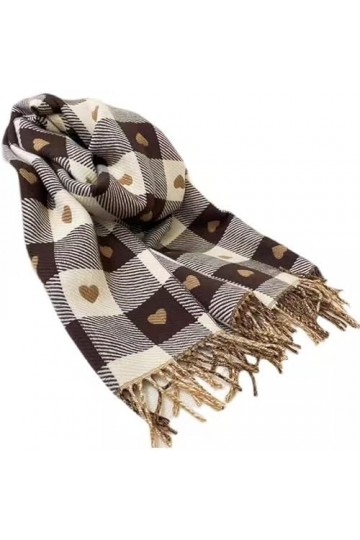 TOBILE Écharpe Femmes Love Love Plaid Imitation Cashmere Scarf Hiver-Brown,200 * 65 Cm