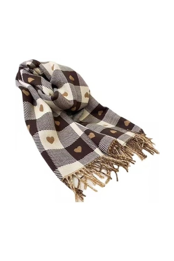 TOBILE Écharpe Femmes Love Love Plaid Imitation Cashmere Scarf Hiver-Brown,200 * 65 Cm