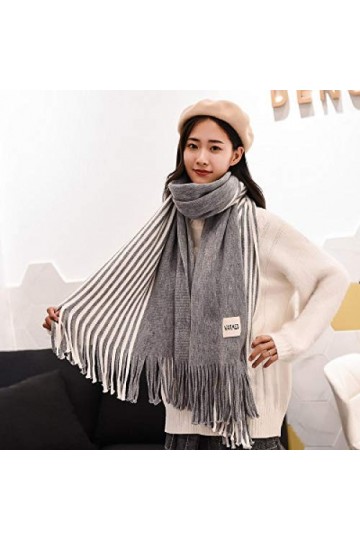 Foulard Echarpe Scarf Scarves Femmes Solides Foulards Lady Épaissir Chaud Doux Châles Wraps Rose Noir Femelle Tricoté Longue 