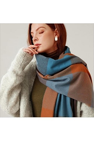 Foulard Echarpe Scarf Scarves Écharpe pour Femme Plaid Silencieux Dames Wrap Large Treillis Long Châle Couverture Chaud 70X18