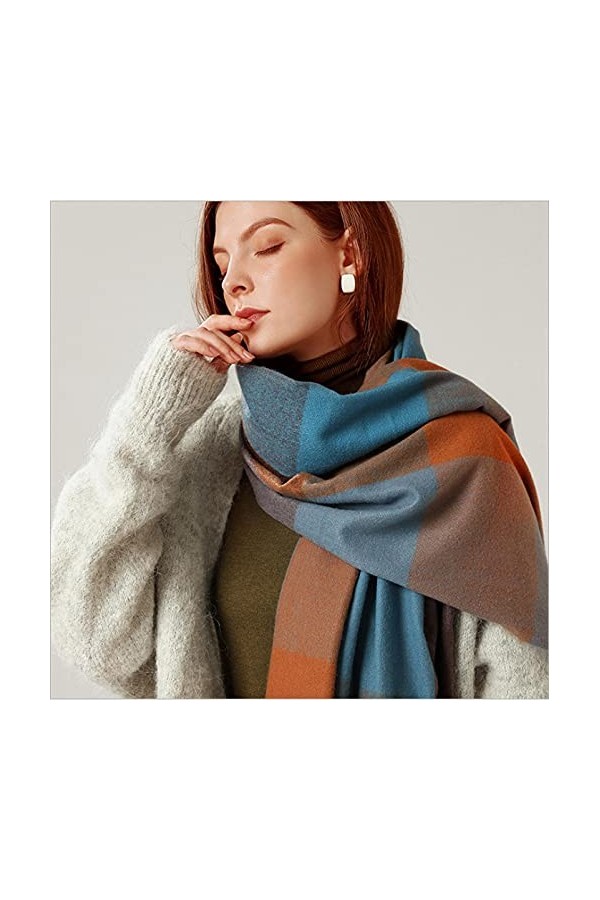 Foulard Echarpe Scarf Scarves Écharpe pour Femme Plaid Silencieux Dames Wrap Large Treillis Long Châle Couverture Chaud 70X18