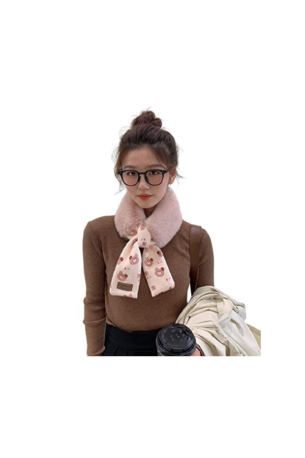 Bysonglezai Foulard Femme Echarpe Écharpe Châle Homme Foulards Corée Style Mignon Petit Ours Intersection Simple Tricot Croix