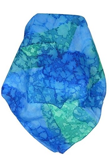 Pashmina & Silk Foulard Soie du Mûrier Peinte à la Main Classic Bluberry de