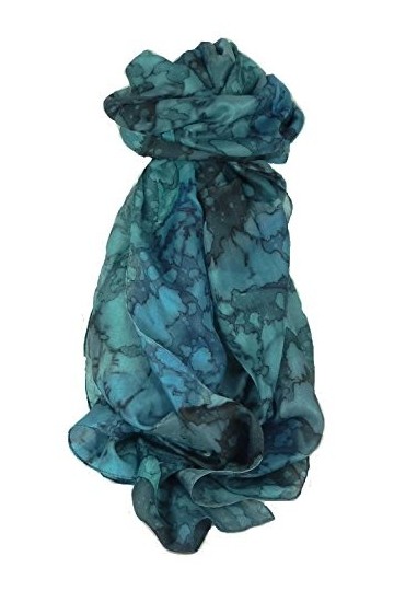Pashmina & Silk Foulard Soie du Mûrier Peinte à la Main Classic French Blues de