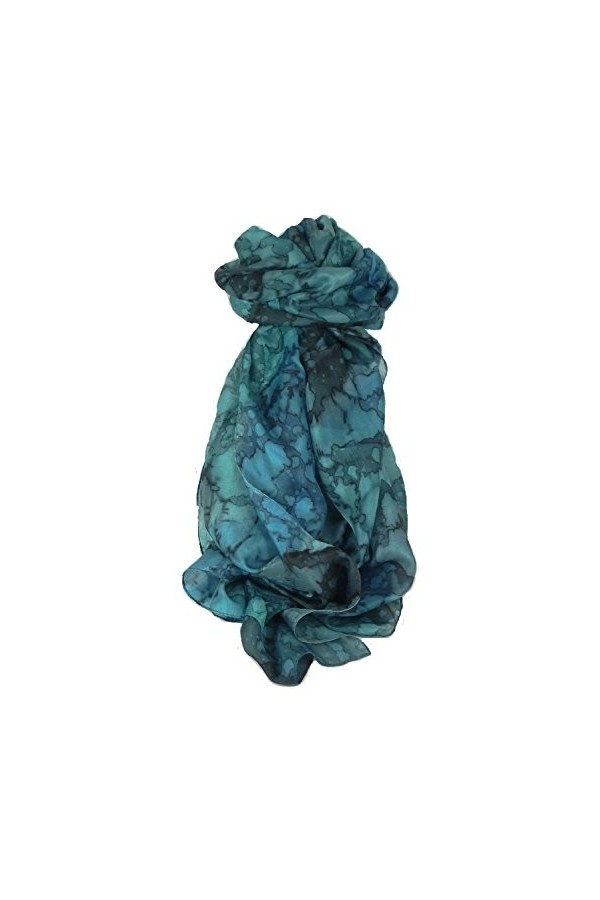 Pashmina & Silk Foulard Soie du Mûrier Peinte à la Main Classic French Blues de