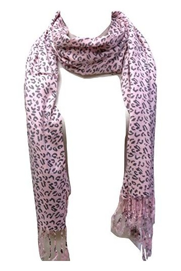 Tapp Collections Écharpe écharpe à imprimé animal de qualité supérieure, Léopard Gris Rose , Size : 28" x 71" long