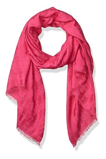 Karl Lagefeld Paris Lagerfeld Paris Two Toned Karl Head Rayon Pashmina Scarf Écharpe pour Temps Froid, Rose Vif, Taille Uniqu