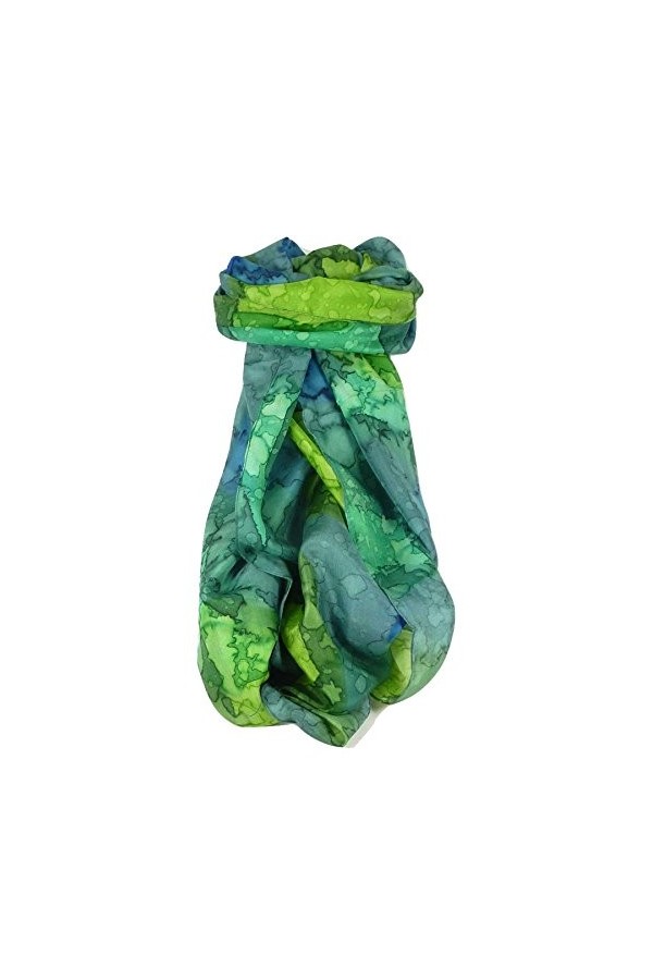 Pashmina & Silk Foulard Soie du Mûrier Peinte à la Main Classic Avocado de