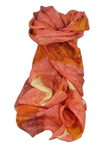 Pashmina & Silk Foulard Soie du Mûrier Peinte à la Main Classic Cherries de