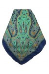 Pashmina & Silk Écharpe Classic Paisley Soie de Mûrier Nori French Navy de