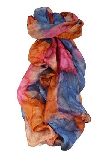 Pashmina & Silk Foulard Soie du Mûrier Peinte à la Main Classic Iris de