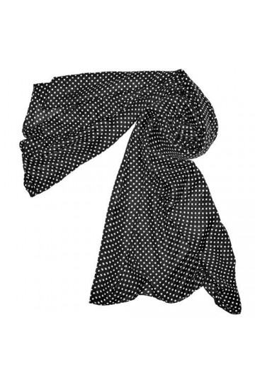 GARGOLA.ES OPERADORES DIGITALES Foulard-Chal-Pashmina mixte polyester. Couleur noire avec pois blancs. Présenté dans une poch