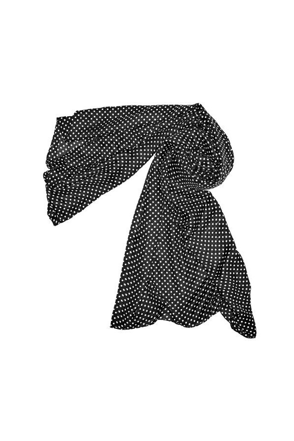 GARGOLA.ES OPERADORES DIGITALES Foulard-Chal-Pashmina mixte polyester. Couleur noire avec pois blancs. Présenté dans une poch