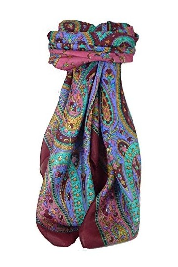 Pashmina & Silk Écharpe Classic Paisley Soie de Mûrier Nori Hibiscus de