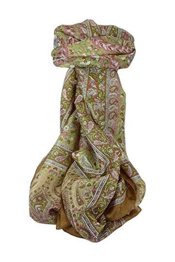 Pashmina & Silk Foulard Classic Paisley Soie de Mûrier Sehgal Caramel de