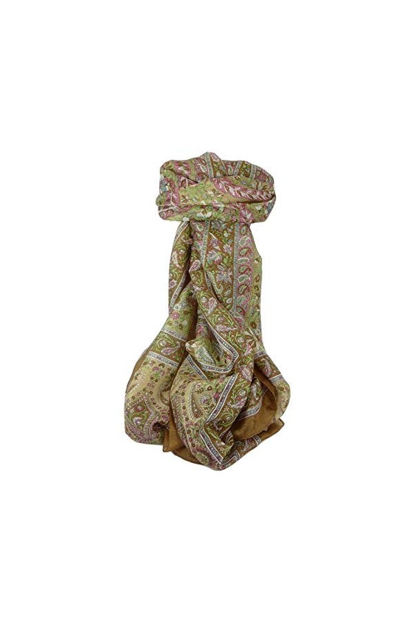 Pashmina & Silk Foulard Classic Paisley Soie de Mûrier Sehgal Caramel de