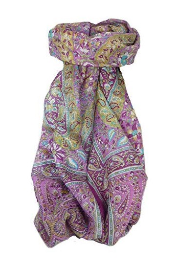Pashmina & Silk Foulard Classic Paisley Soie de Mûrier Sehgal Plum de