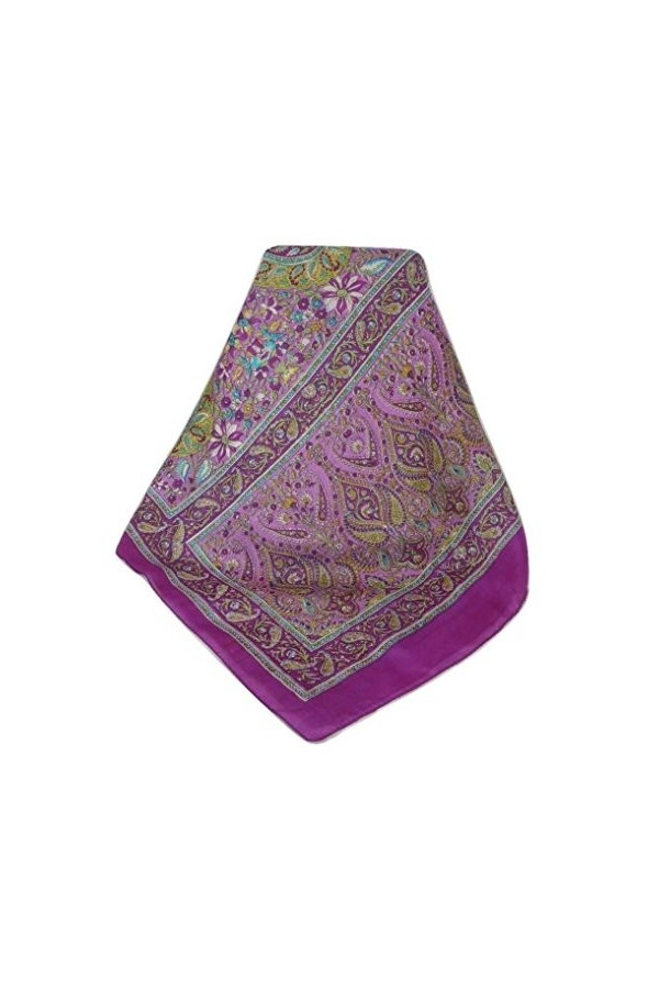 Pashmina & Silk Foulard Classic Paisley Soie de Mûrier Sehgal Plum de