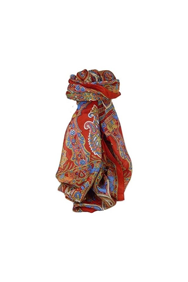 Pashmina & Silk Foulard Classic Paisley Soie de Mûrier Dara Scarlet de