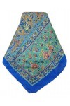 Pashmina & Silk Foulard Classic Paisley Soie de Mûrier Chia French Blue de