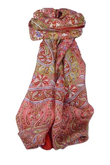 Pashmina & Silk Foulard Classic Paisley Soie de Mûrier Sehgal Scarlet de