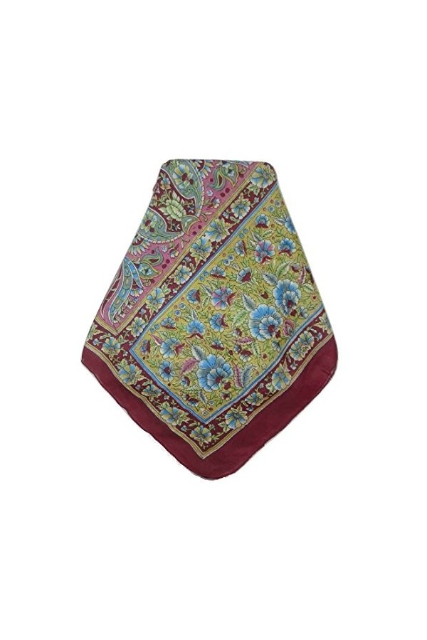Pashmina & Silk Foulard Classic Paisley Soie de Mûrier Chia Hibiscus de