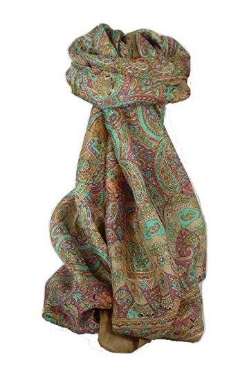 Pashmina & Silk Foulard Classic Paisley Soie de Mûrier Modi Sienna de