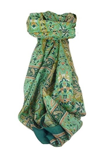 Pashmina & Silk Foulard Classic Paisley Soie de Mûrier Sehgal Teal de