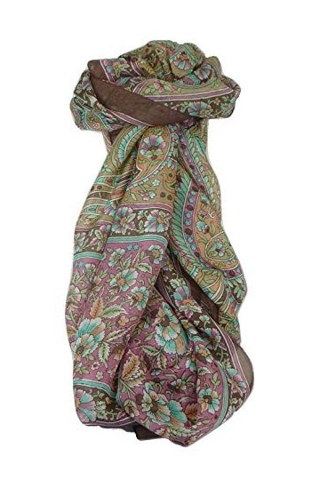 Pashmina & Silk Foulard Classic Paisley Soie de Mûrier Chia Chocolate de