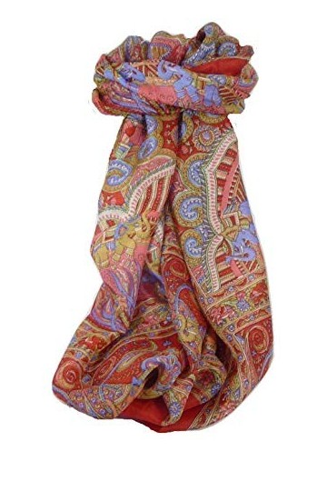 Pashmina & Silk Foulard Classic Paisley Soie de Mûrier Anya Scarlet de