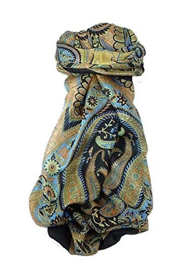 Pashmina & Silk Foulard Classic Paisley Soie de Mûrier Charan Jet de